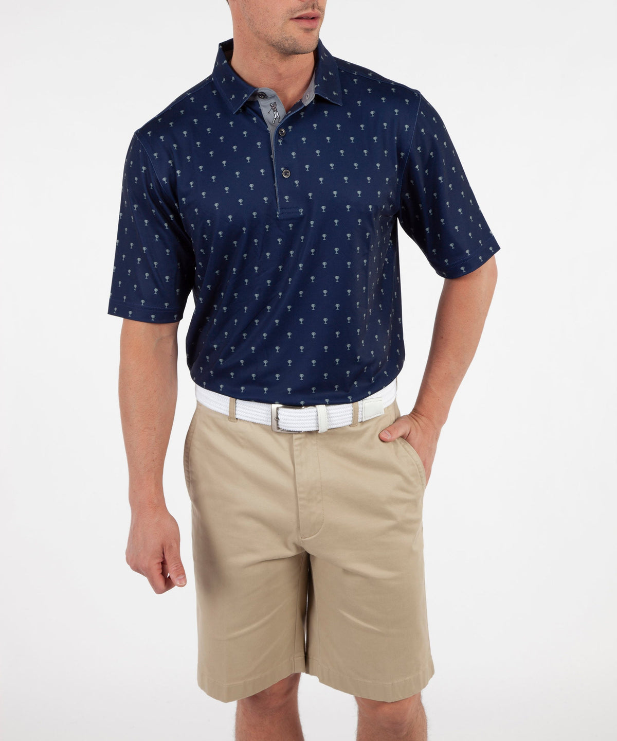 Performance Trophy Print Short Sleeve Polo Shirt