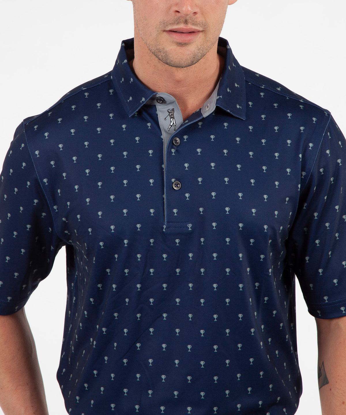 Performance Trophy Print Short Sleeve Polo Shirt