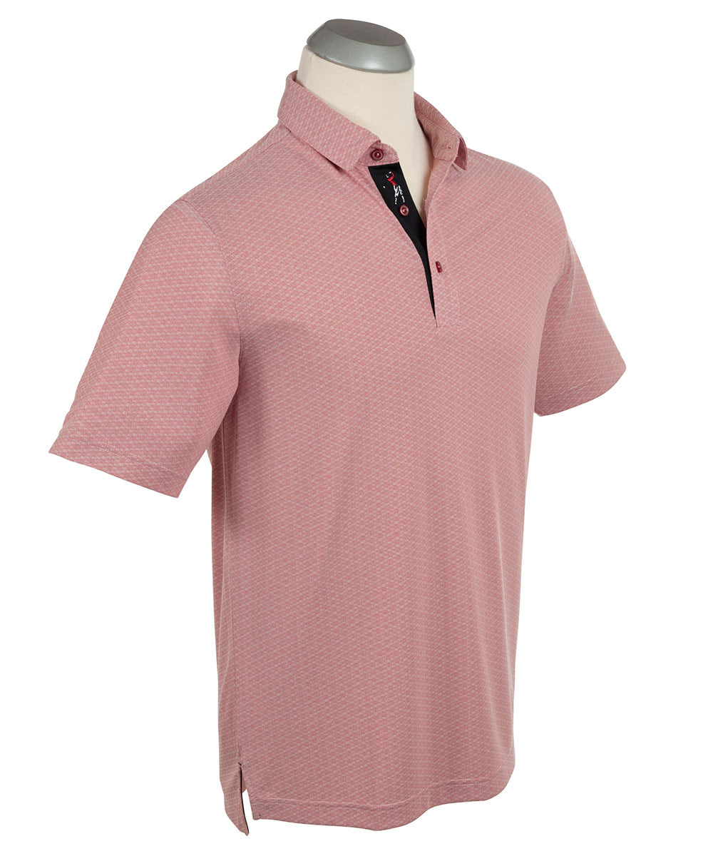 Performance Shadow Diamond Jacquard Short Sleeve Polo Shirt