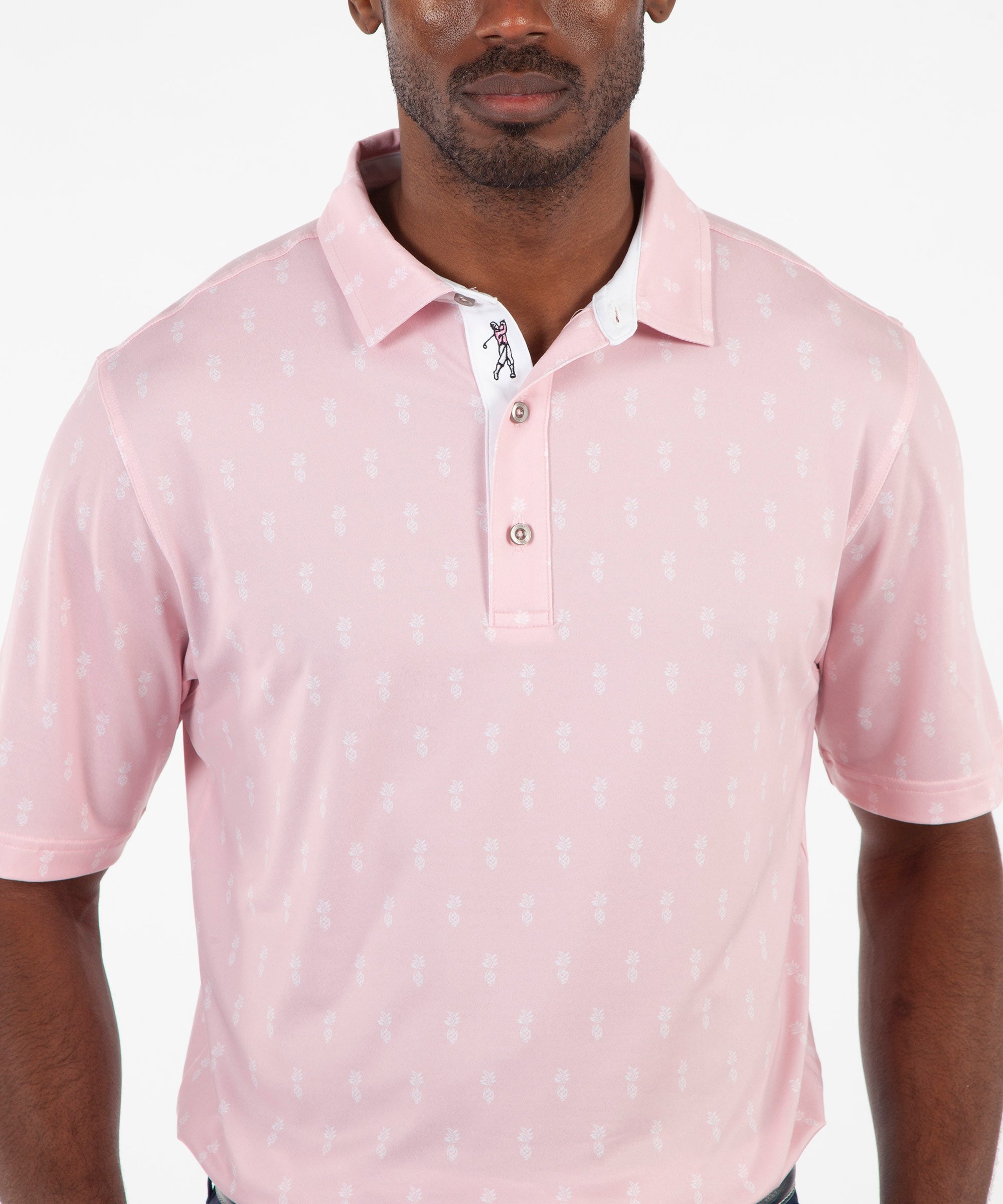 Performance Pineapple Print Short Sleeve Polo Shirt