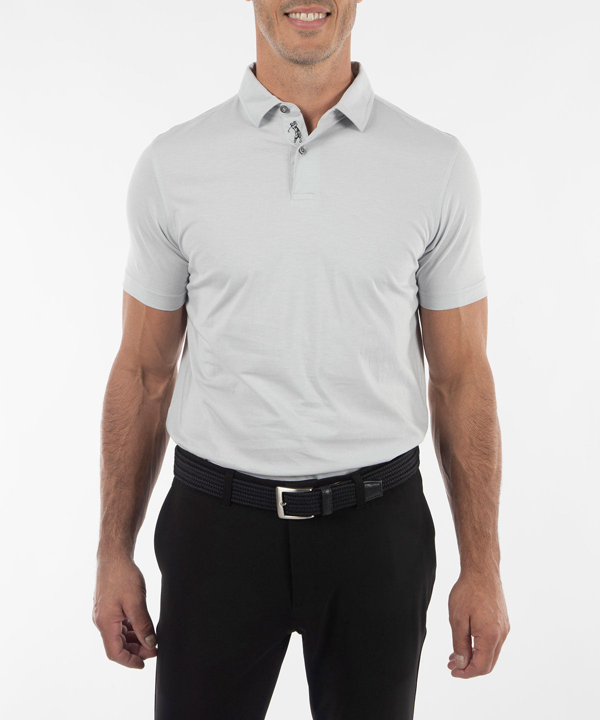 Ultra-Light Peruvian Cotton Two-Button Short-Sleeve Polo Shirt