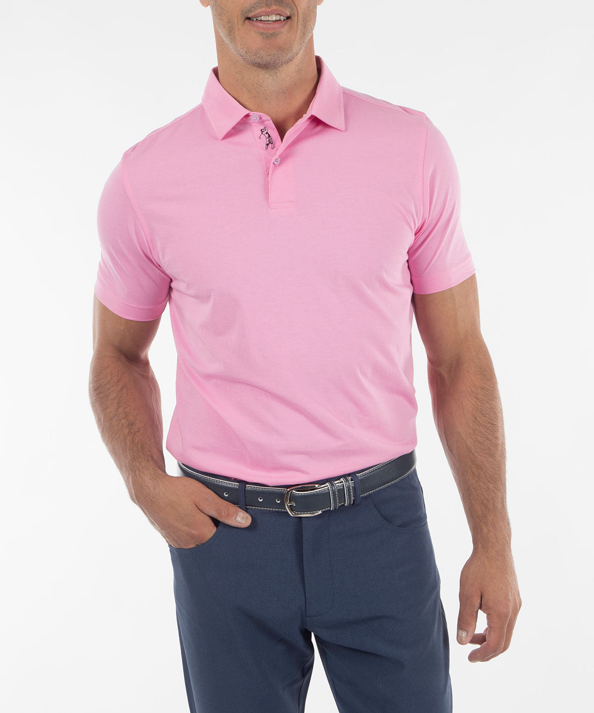 Ultra-Light Peruvian Cotton Two-Button Short-Sleeve Polo Shirt