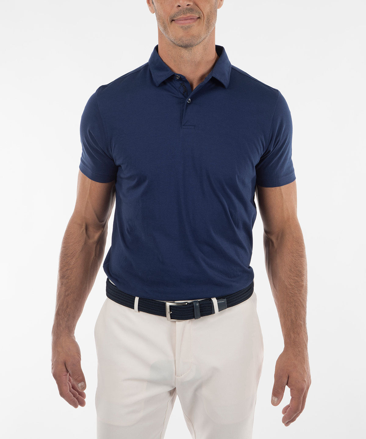 Ultra-Light Peruvian Cotton Two-Button Short-Sleeve Polo Shirt