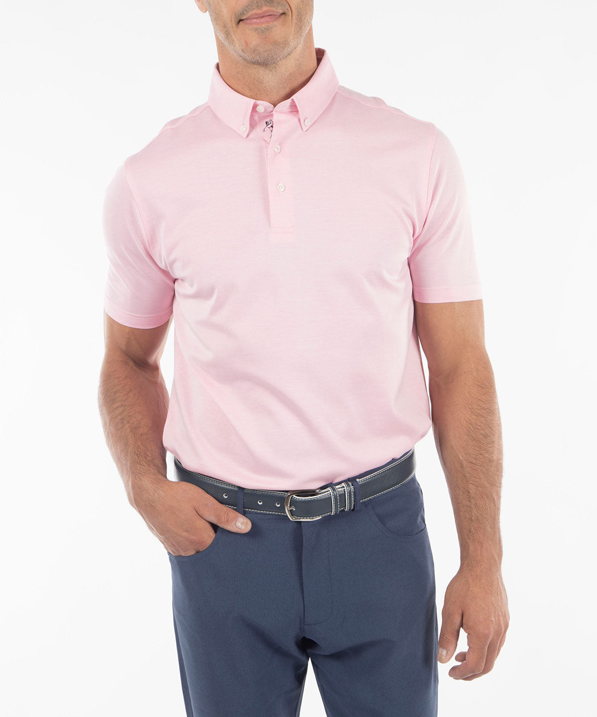 Signature Cotton Knit Short-Sleeve Button-Down Collar Polo