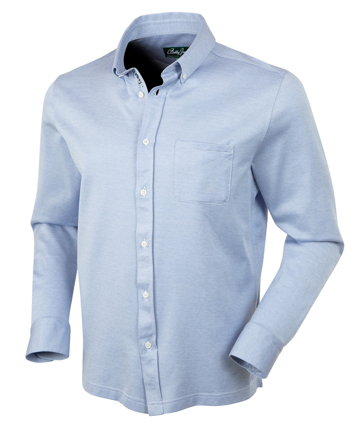 Signature Cotton Knit Long-Sleeve Button-Down Sport Shirt