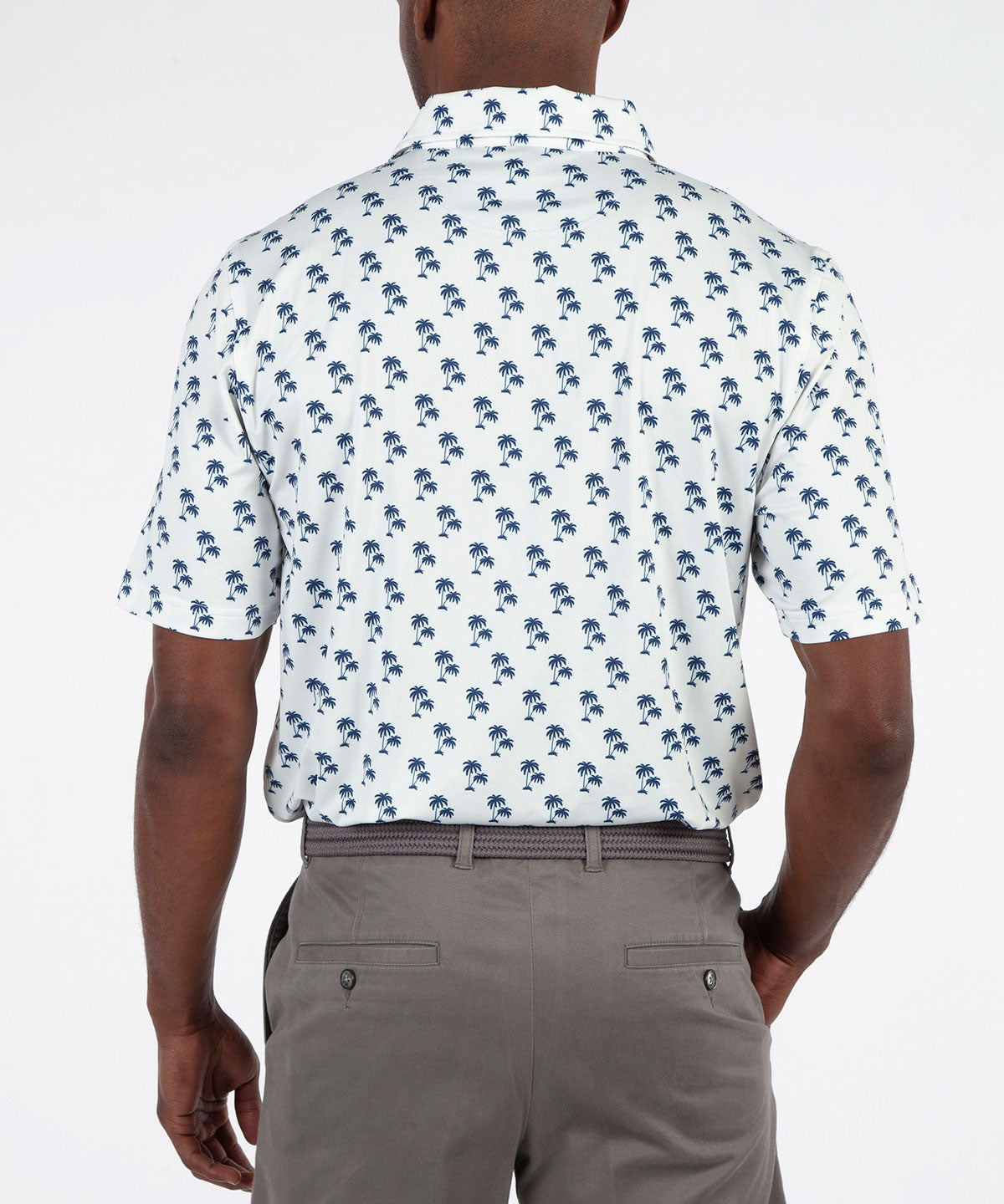 Performance Palm Tree Print Jersey Polo Shirt