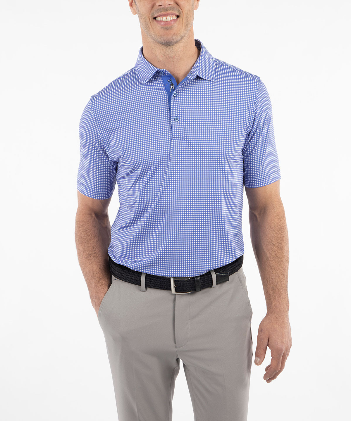 Performance Jersey Gingham Print Polo