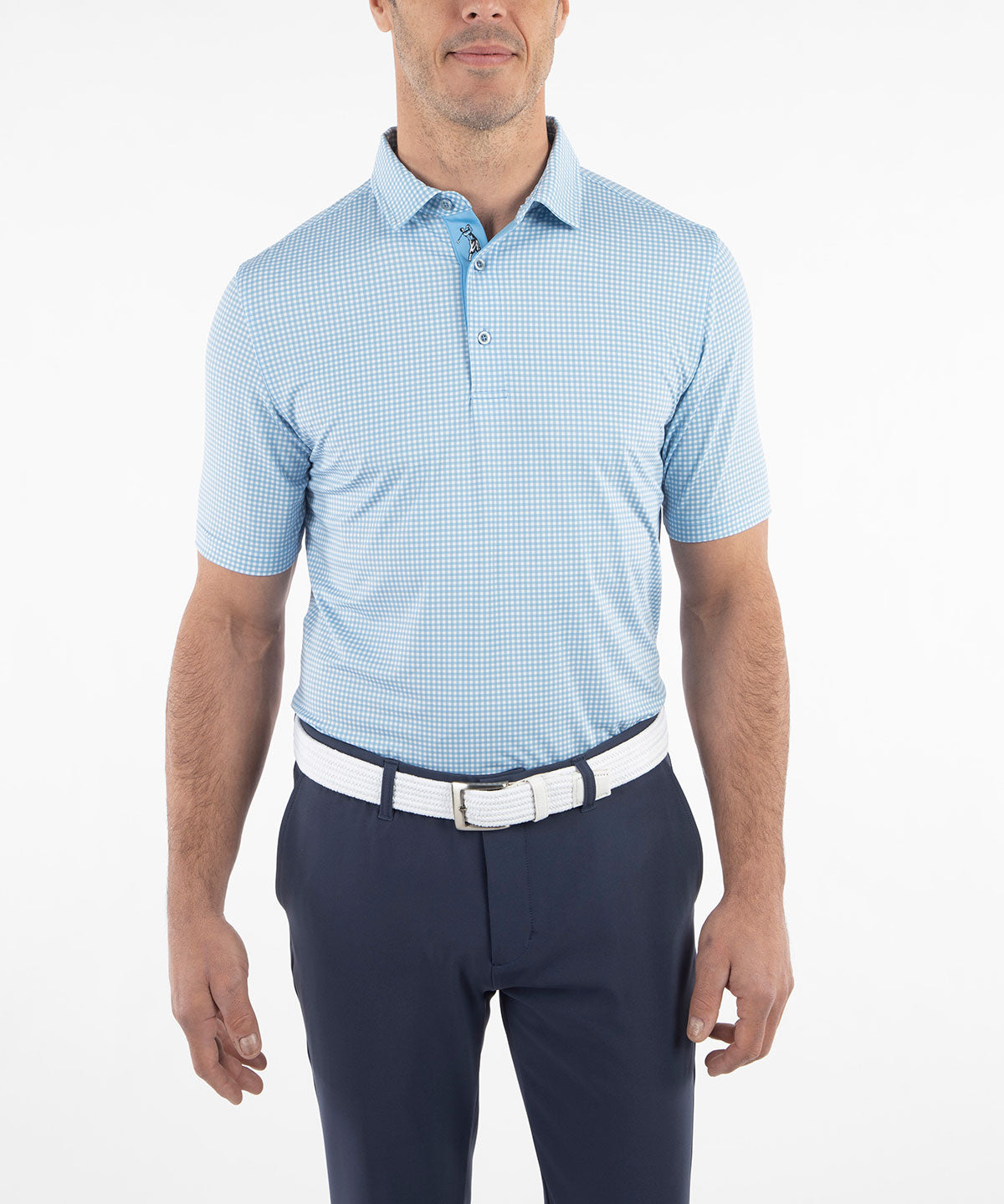 Performance Jersey Gingham Print Polo