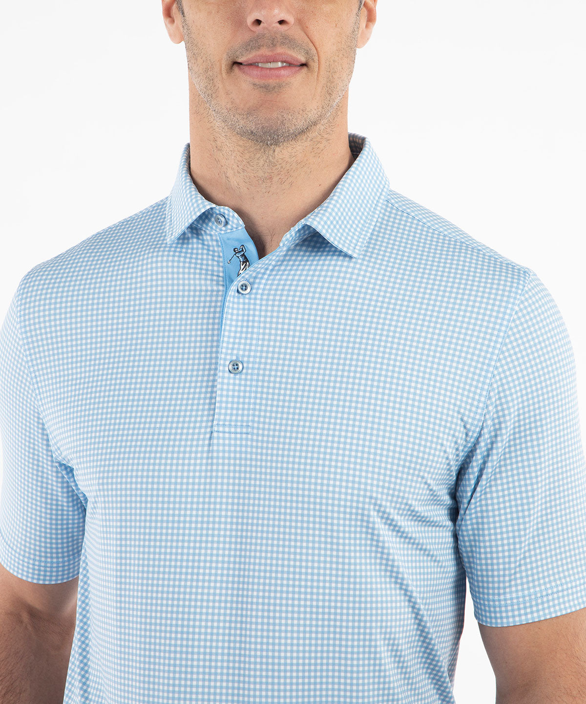 Performance Jersey Gingham Print Polo