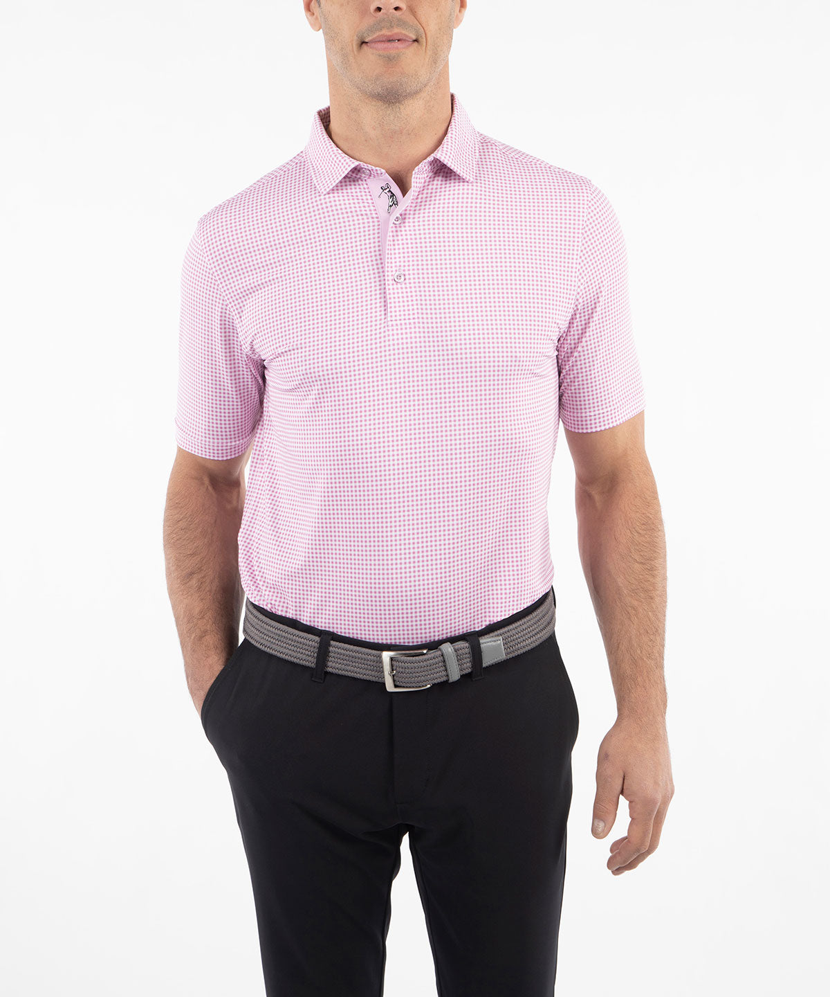 Performance Jersey Gingham Print Polo