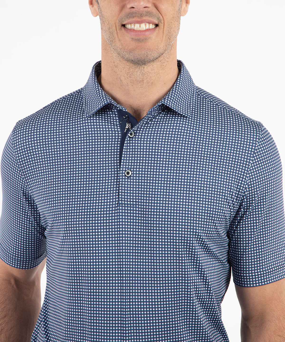 Performance Jersey Gingham Print Polo