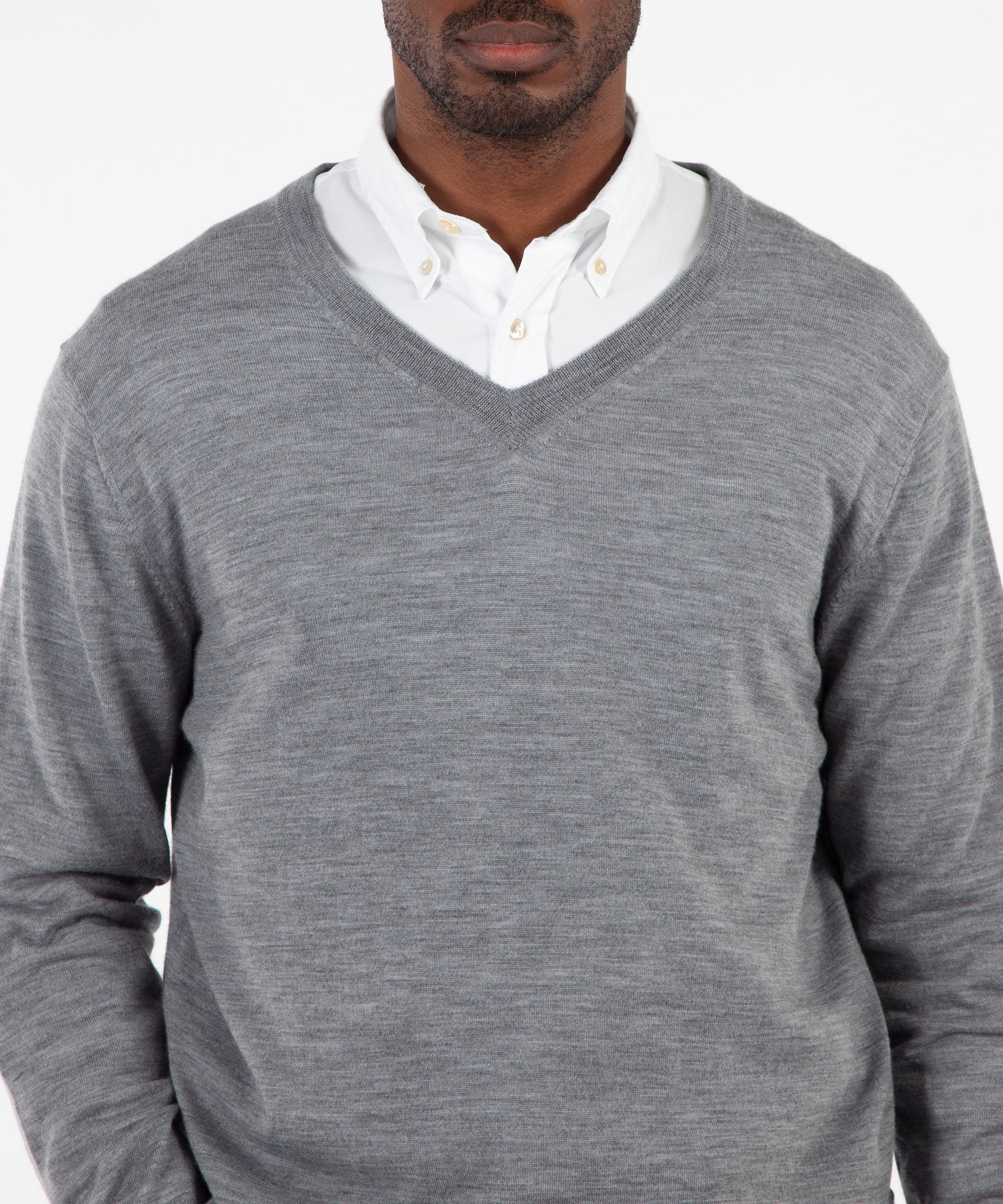 Fine Gauge 100% Merino Wool V-Neck Sweater