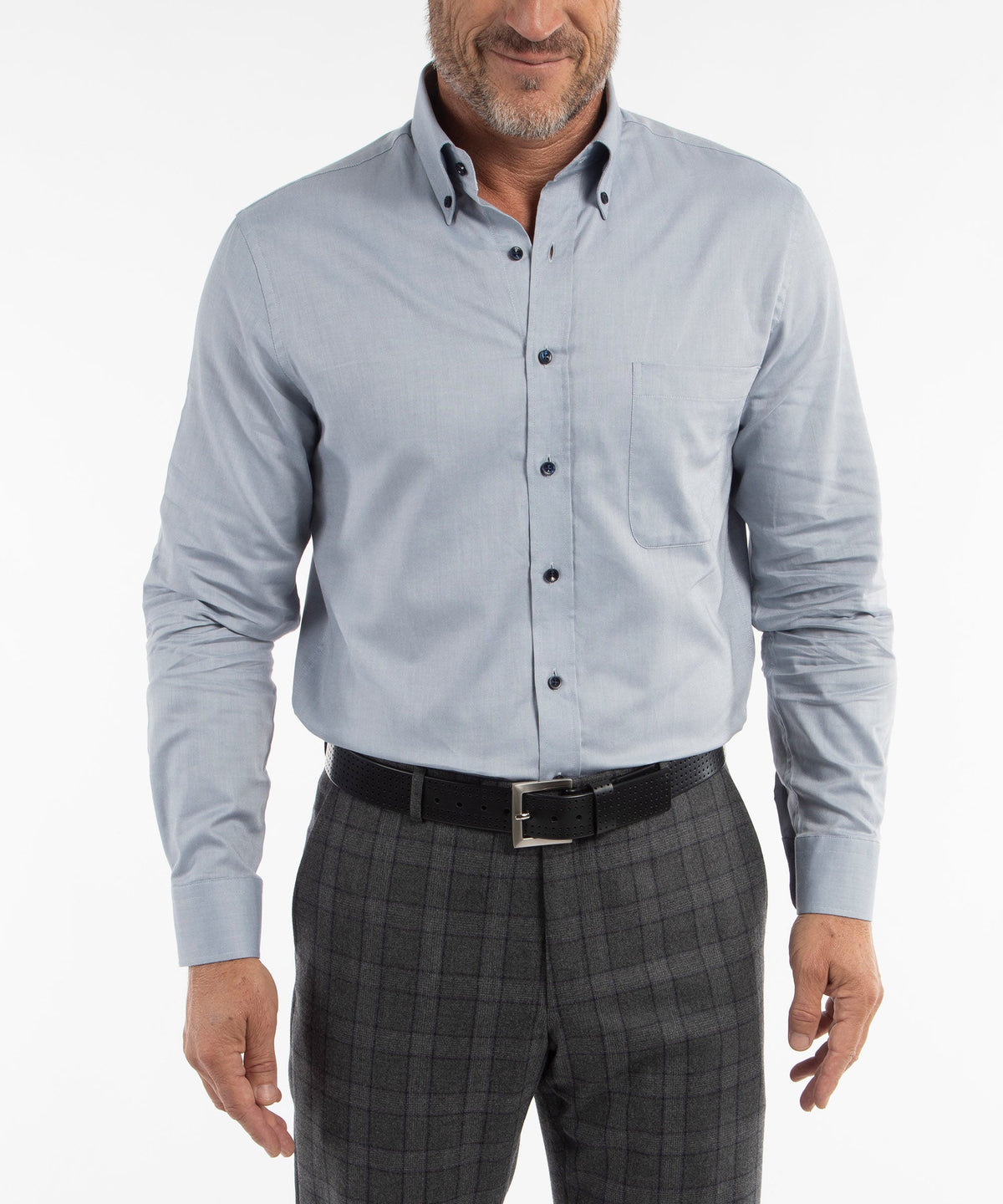 Signature Oxford Long Sleeve Sport Shirt with Contrast Buttons