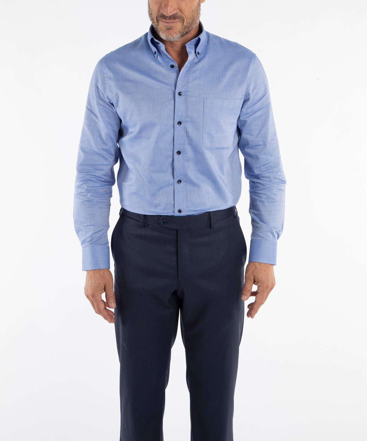 Signature Oxford Long Sleeve Sport Shirt with Contrast Buttons