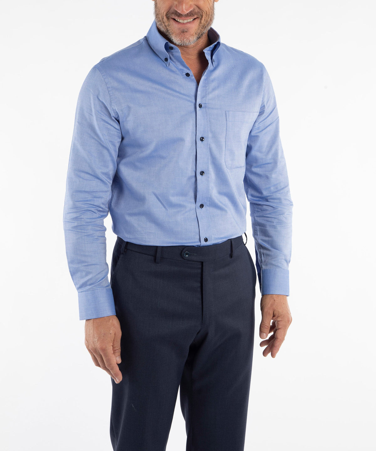 Signature Oxford Long Sleeve Sport Shirt with Contrast Buttons