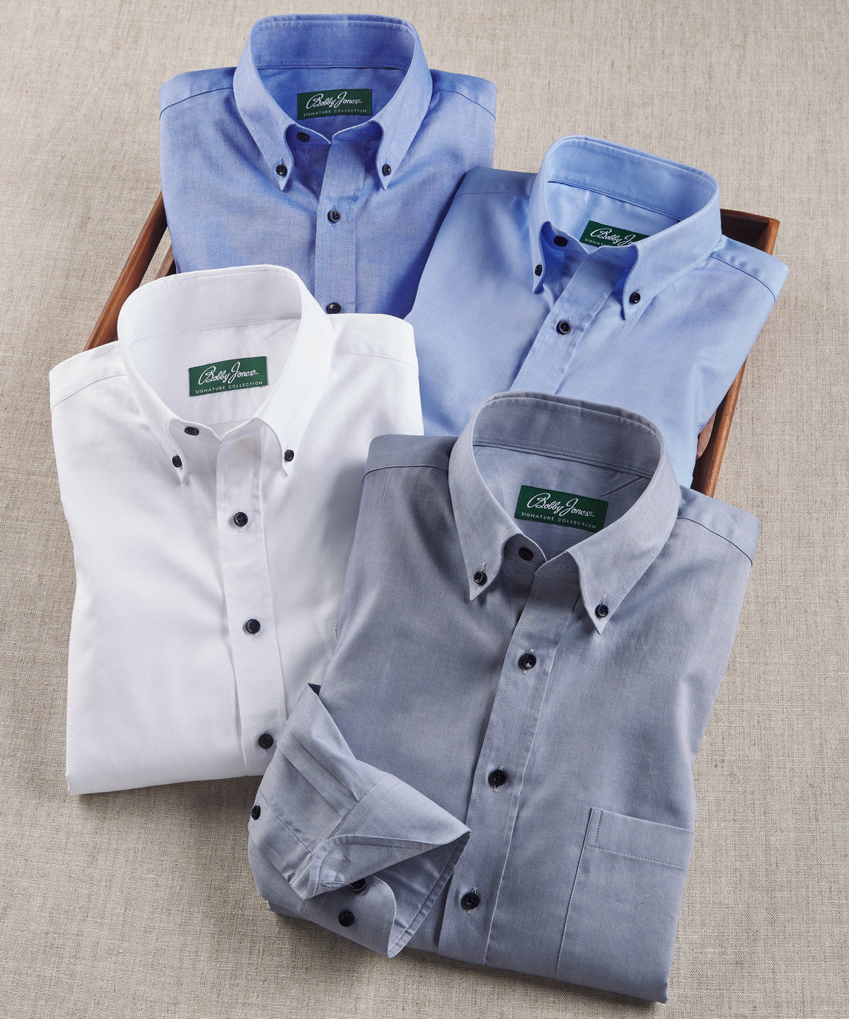 Signature Oxford Long Sleeve Sport Shirt with Contrast Buttons