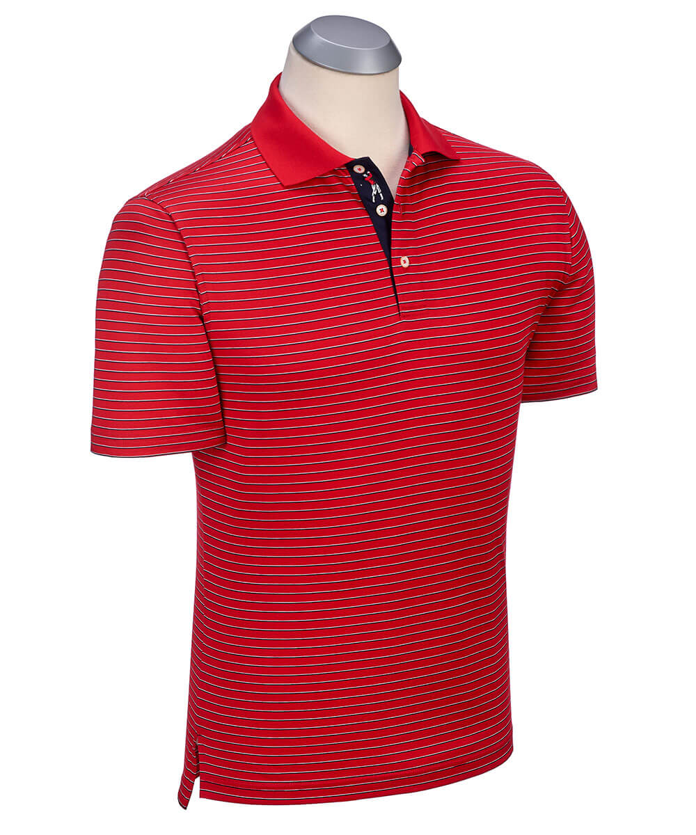 Signature Pisano Stripe 100% Mercerized Cotton Short Sleeve Polo Shirt