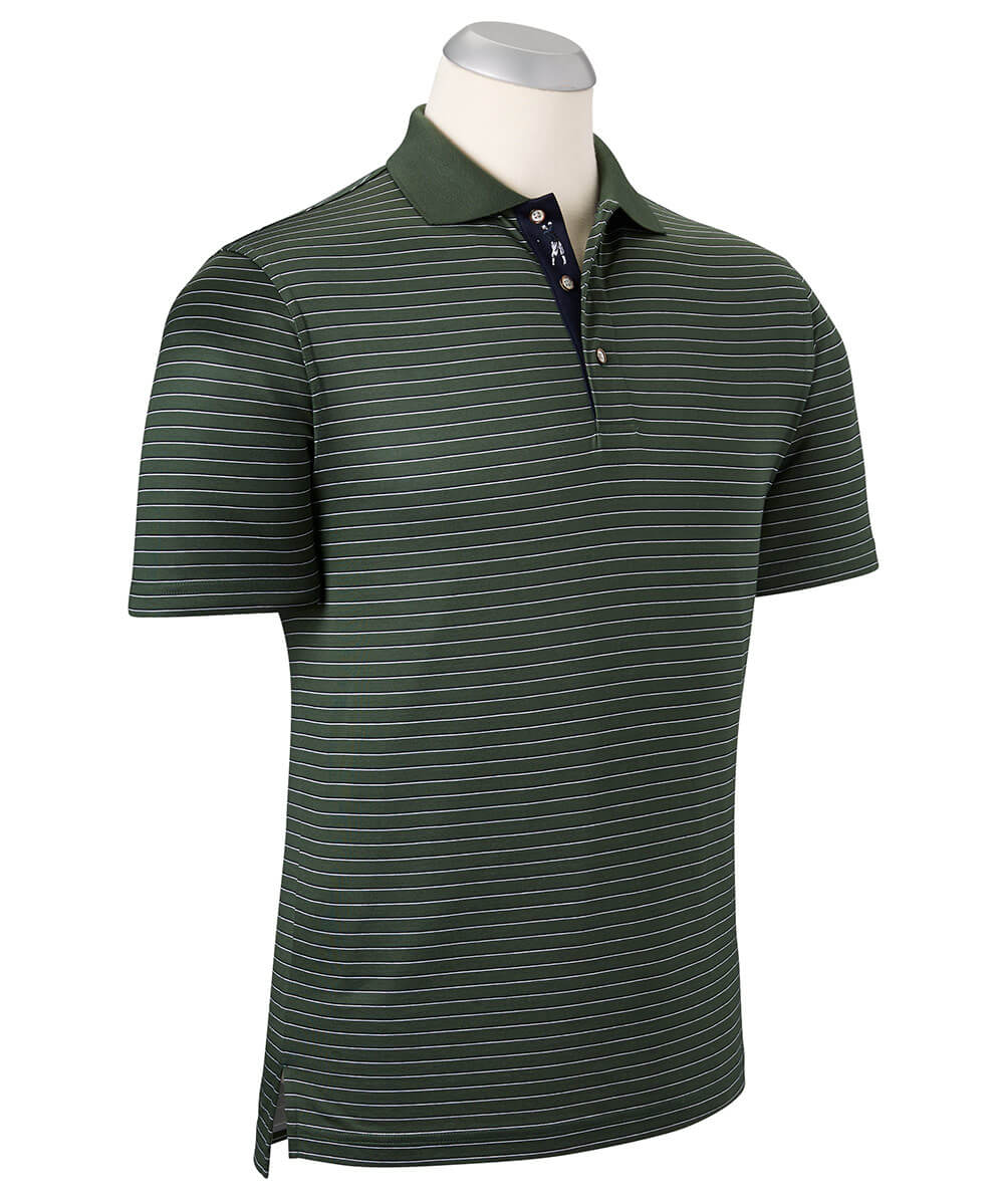 Signature Pisano Stripe 100% Mercerized Cotton Short Sleeve Polo Shirt