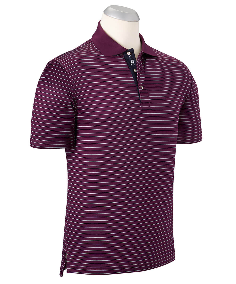 Signature Pisano Stripe 100% Mercerized Cotton Short Sleeve Polo Shirt