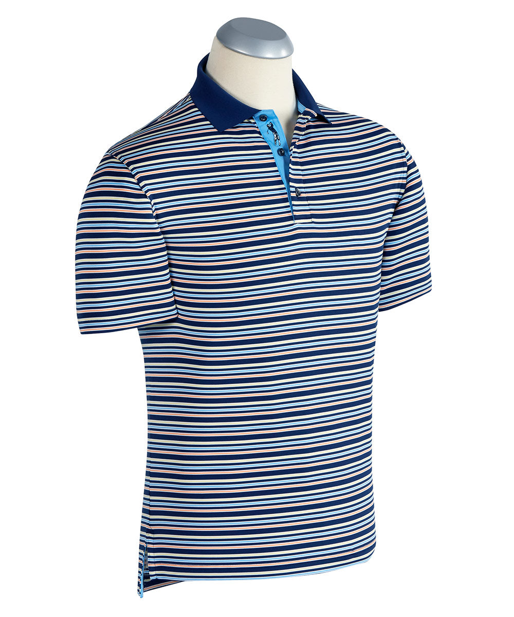 Sapelo Multi-Stripe Performance Short Sleeve Polo Shirt