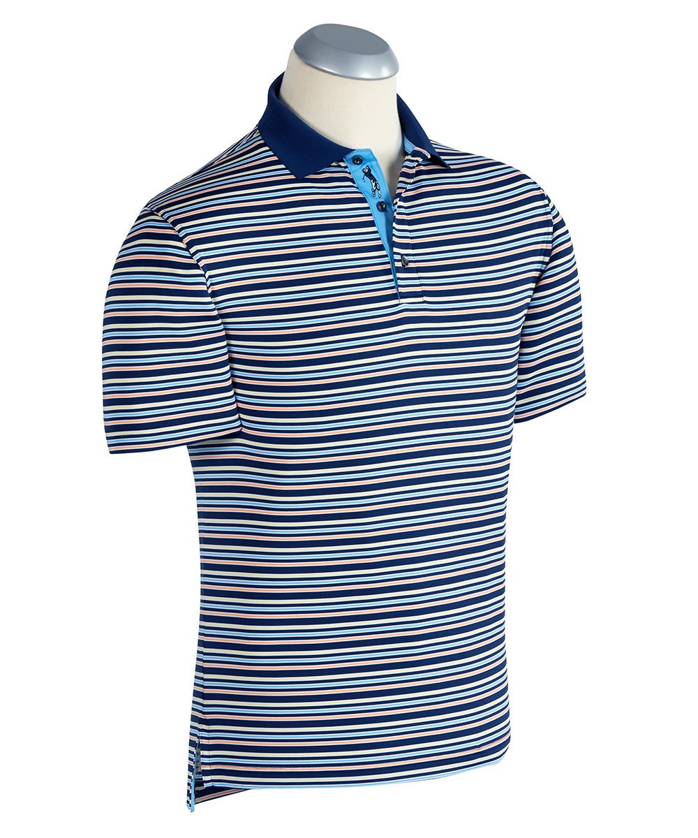 Sapelo Multi-Stripe Performance Short Sleeve Polo Shirt