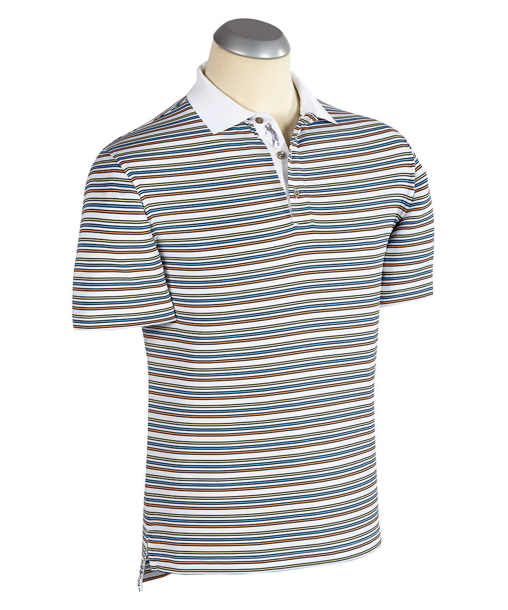 Sapelo Multi-Stripe Performance Short Sleeve Polo Shirt