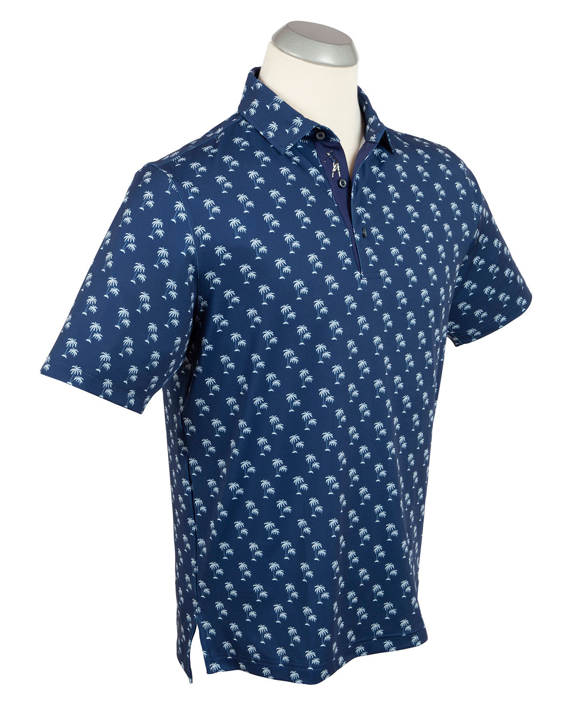 Performance Palm Tree Print Jersey Polo Shirt