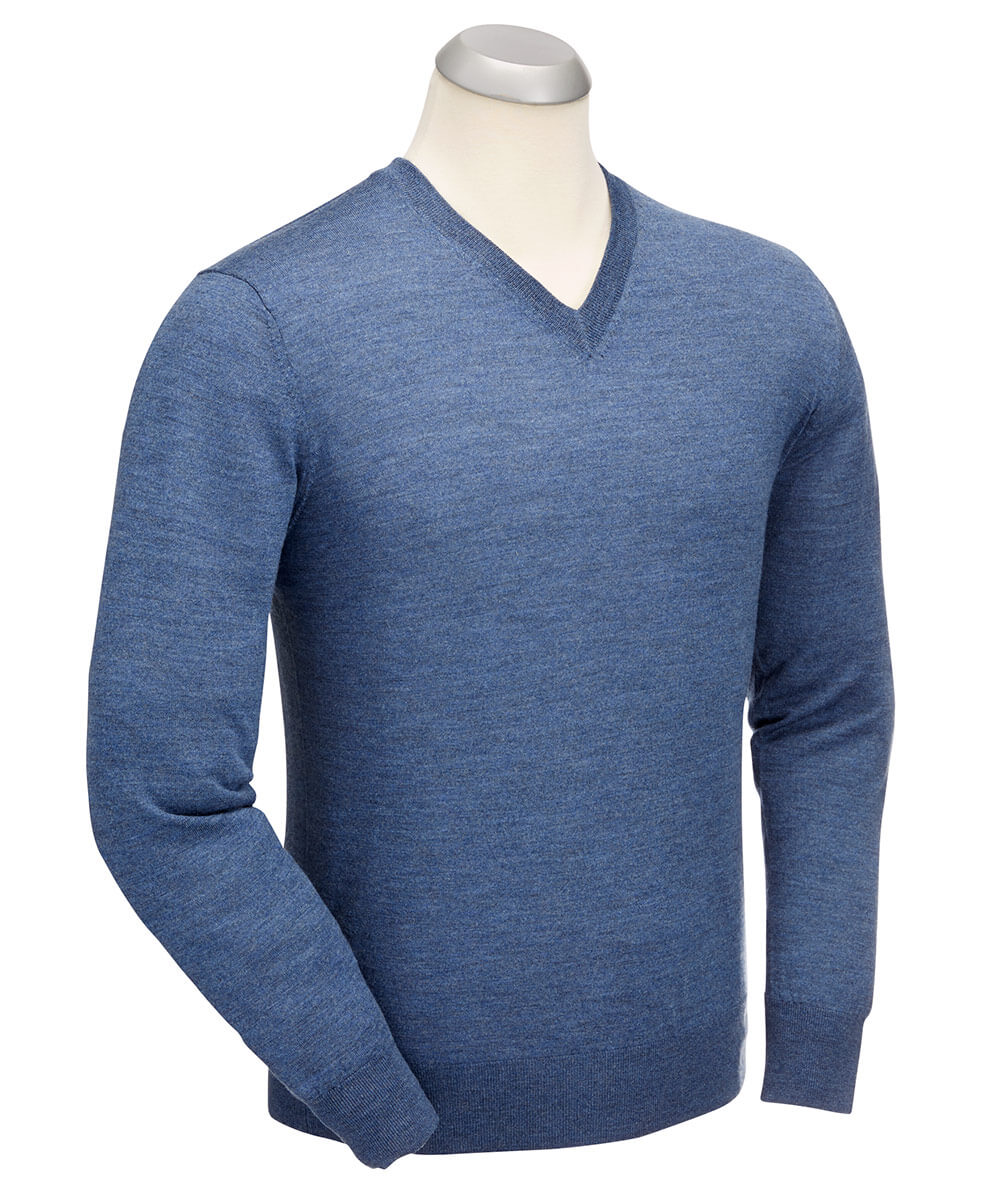 Fine Gauge 100% Merino Wool V-Neck Sweater