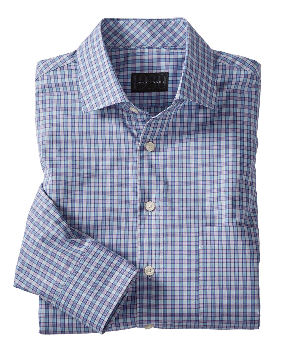 Ettore Melange Check 100% Cotton Long Sleeve Sport Shirt