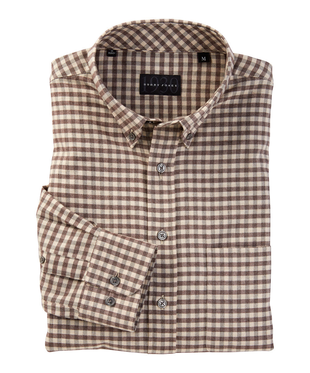 Highland Twill Gingham Long Sleeve Sport Shirt