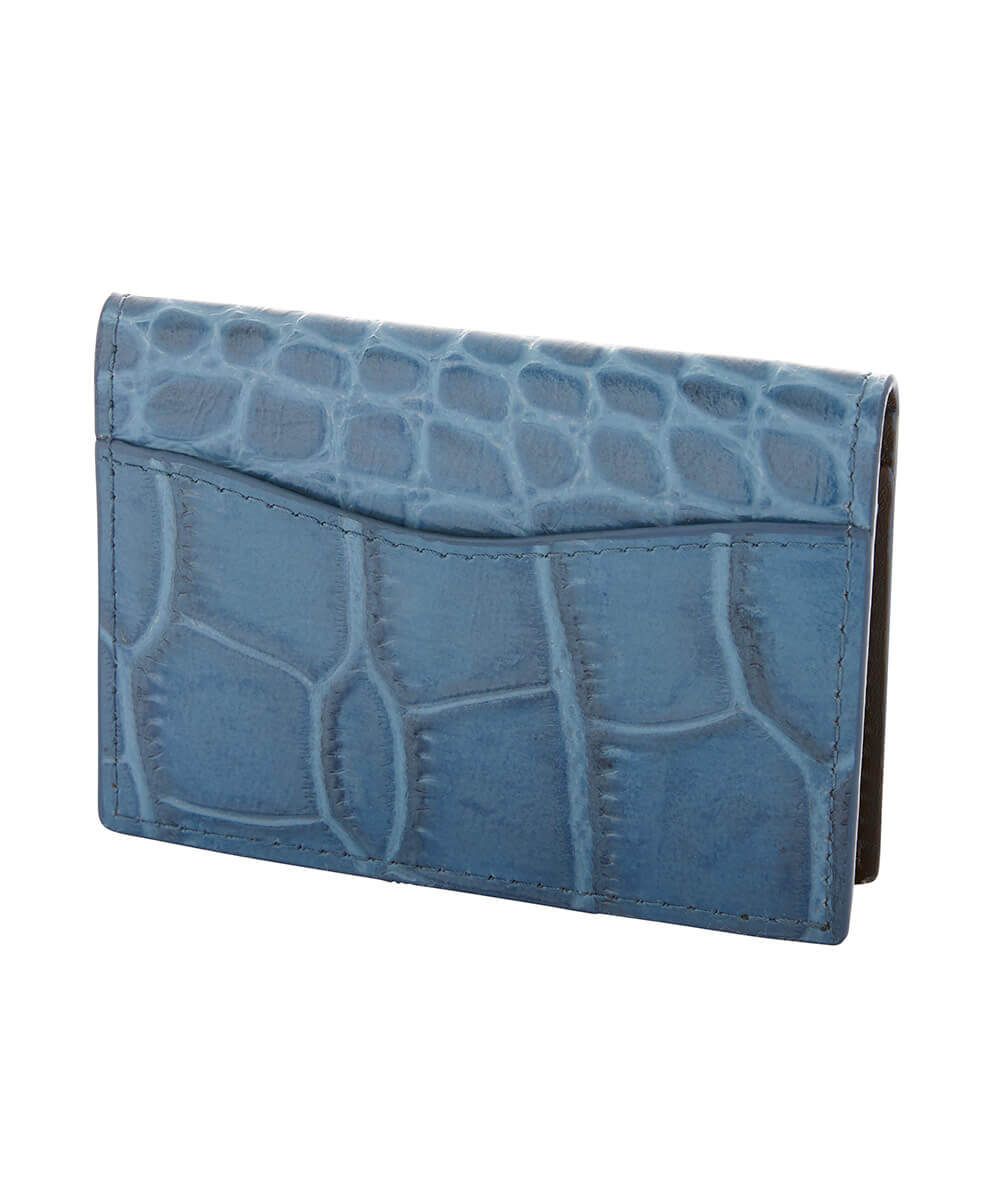 Signature Croc Embossed Leather ID Card Case