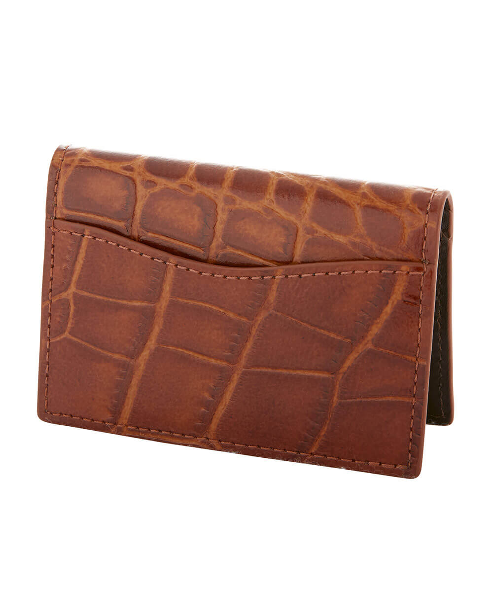 Signature Croc Embossed Leather ID Card Case