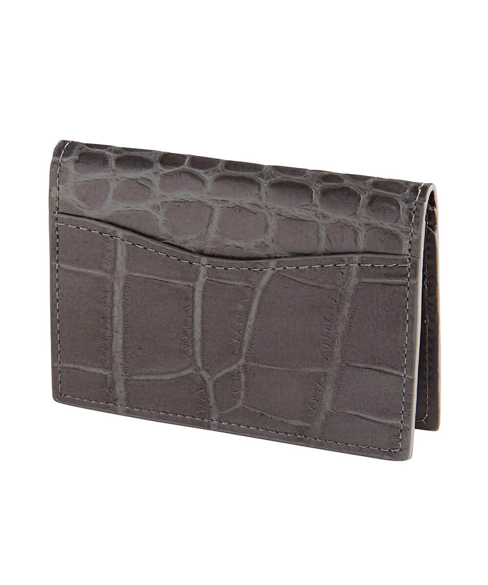 Signature Croc Embossed Leather ID Card Case